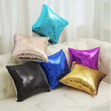 Sarung bantal lipat dua warna payet ajaib